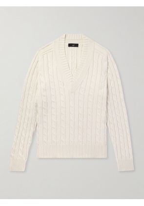 Dunhill - Cable-Knit Cotton and Cashmere-Blend Sweater - Men - Neutrals - S