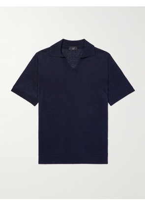 Dunhill - Linen and Silk-Blend Polo Shirt - Men - Blue - S