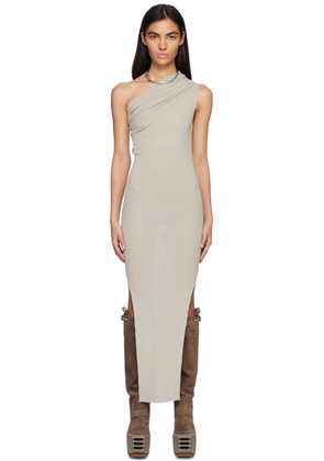 Rick Owens Off-White Ribbed One Shoulder Maxi Dress