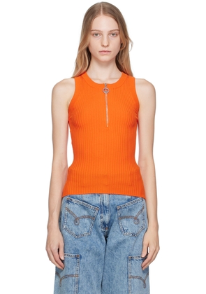 Moschino Jeans Orange Half-Zip Tank Top
