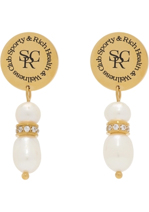 Sporty & Rich Gold Pearl Crystal Earrings