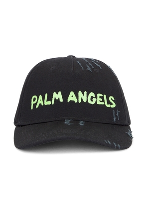 Palm Angels Seasonal Logo Cap in Black & Green Fluo - Black. Size all.
