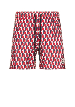 Moncler Swim Short in Red - Red. Size M (also in S, XL/1X).