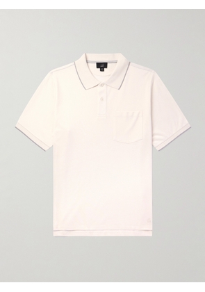 Dunhill - Logo-Embroidered Cotton and Silk-Blend Piqué Polo Shirt - Men - Neutrals - S