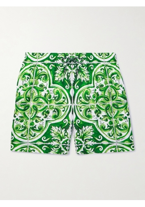 Dolce&Gabbana - Straight-Leg Mid-Length Printed Swim Shorts - Men - Green - 3