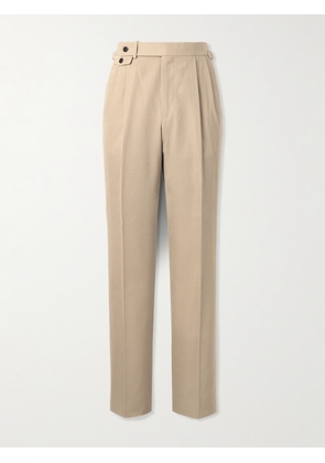 Dunhill - Straight-Leg Pleated Cotton and Cashmere-Blend Twill Suit Trousers - Men - Neutrals - IT 46