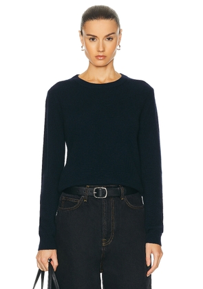 Guest In Residence Light Rib Crew Sweater in Midnight - Navy. Size S (also in XL, XS).