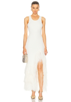 AKNVAS Sasha Knit Fringe Dress in White - White. Size S (also in ).