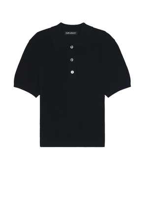 Our Legacy Traditional Polo in Shadow Black Crispy Cotton - Black. Size 48 (also in 50, 52).