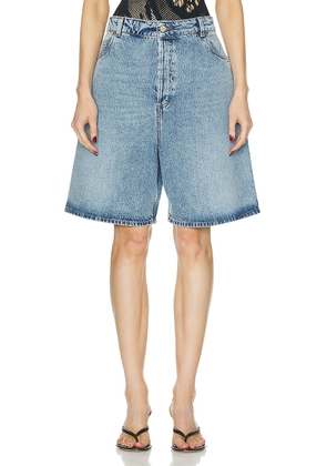 Heavy Manners Baggy Denim Short in Babygirl - Blue. Size 25 (also in 27, 28, 29, 30).