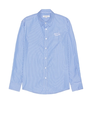 Maison Kitsune Casual Striped Shirt in Sky Blue Stripes - Blue. Size M (also in S, XL/1X).