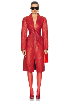 Acne Studios Leather Coat in Red - Red. Size 36 (also in 38, 40).