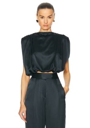 The Sei Gathered Shoulder Top in Ink - Black. Size 0 (also in 2, 4, 6).