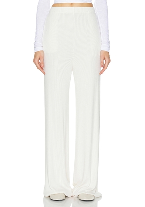 SPRWMN Rib Wide Leg Pant in Creme - Cream. Size S (also in M, XS).