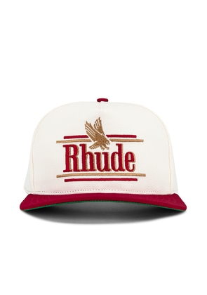Rhude Rossa Structured Hat in Ivory & Red - Red. Size all.