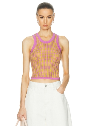 Guest In Residence Gingham Tank Top in Fuchsia & Citrine - Mustard. Size L (also in M, S, XL, XS).