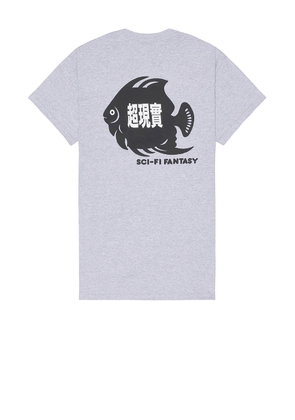 SCI-FI FANTASY Fish Pocket Tee in Heather Grey - Grey. Size L (also in M, S).