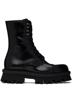 Ferragamo Black Combat Boots