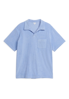 Cotton Towelling Polo Shirt - Blue