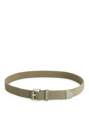 Braided Leather Trimmed Belt - Green