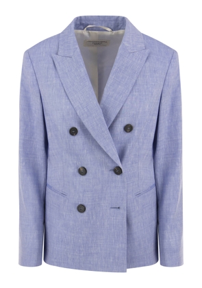 Peserico Wool And Linen Canvas Double-Breasted Blazer
