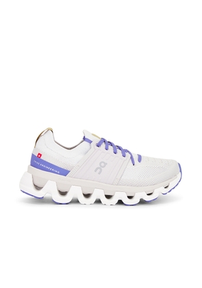 On Cloudswift 3 Sneaker in White & Blueberry - Purple. Size 10 (also in 5.5, 6, 6.5, 7, 7.5, 8, 8.5, 9.5).
