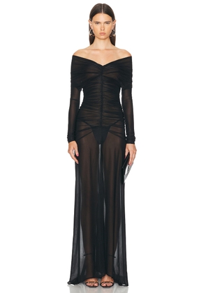 Atlein V-neck Cut Out Gown in Black - Black. Size 34 (also in 36, 38, 40).