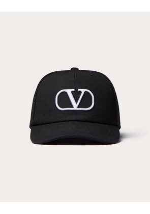 Valentino Garavani VLOGO SIGNATURE COTTON BASEBALL CAP WITH VLOGO EMBROIDERY Man BLACK 57