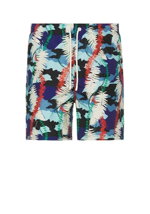Palm Angels Leaf Camo Swimshort in Blue Multi - Blue. Size L (also in M, S, XL/1X).