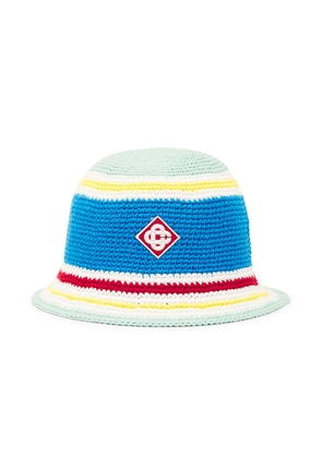 Casablanca Crochet Bucket Hat in Blue Multi - Blue. Size M/L (also in S/M).
