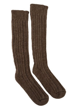 Dolce & Gabbana Brown Wool Knit Calf Long  Socks