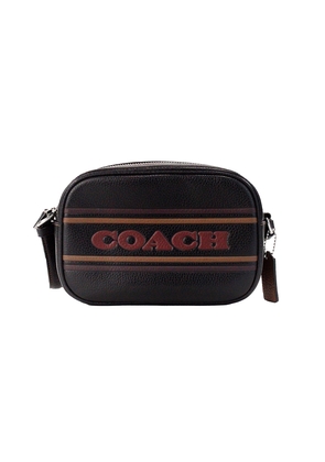 COACH Jamie Mini Black Logo Stripe Leather Camera Crossbody Bag