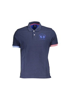 La Martina Elegant Blue Contrast Detail Polo Shirt - L