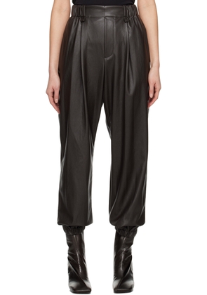 ISSEY MIYAKE Brown Figure Faux-Leather Trousers