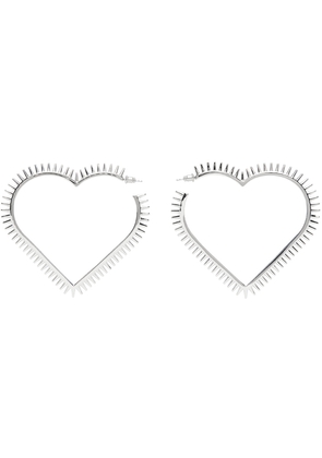 We11done Silver Large Spike Heart Earrings