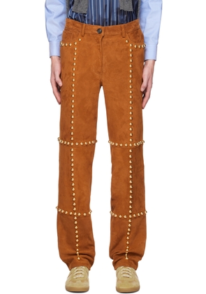 Meryll Rogge Brown Studded Leather Pants