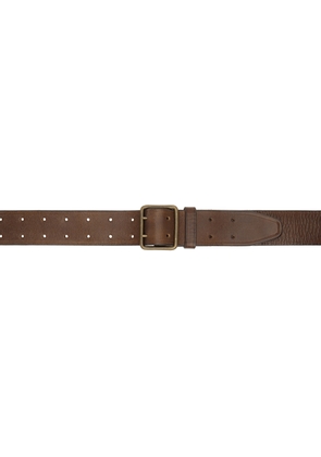 RRL Brown Leather Double-Prong Belt