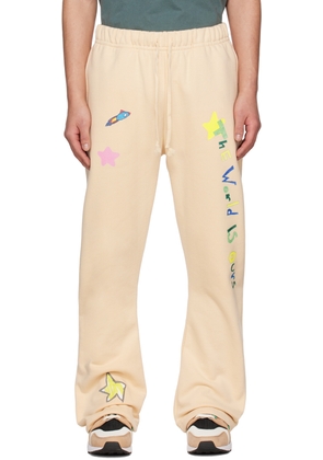 Kids Worldwide SSENSE Exclusive Beige 'The World Is Ours' Lounge Pants