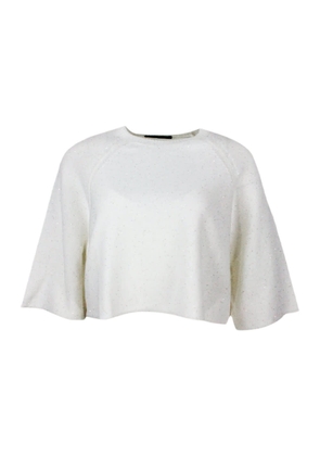 Fabiana Filippi Cape, Crew-Neck And Half-Sleeved Sweater In Cotton And Linen