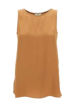 Antonelli Perugia Brown Sleeveless Top With U Neckline In Silk Blend Woman