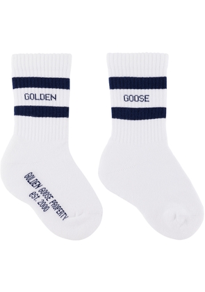 Golden Goose Kids White & Navy Striped Socks