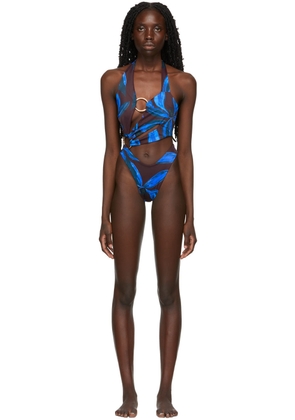 Louisa Ballou Burgundy & Blue Sex Wax One-Piece Swimsuit