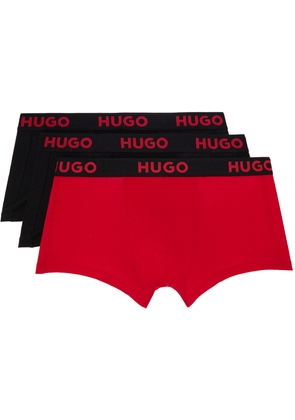 Hugo Three-Pack Black & Red Boxers