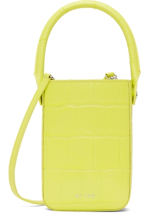 BY FAR Green Maxi Croc-Embossed Note Bag