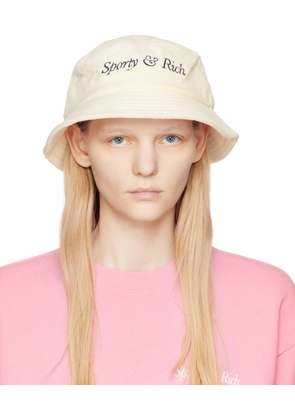 Sporty & Rich Off-White Embroidered Bucket Hat