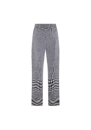 Burberry Wraped Houndstooth Jacquard Wide-Leg Trousers
