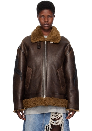VETEMENTS Brown Graphic Shearling Jacket