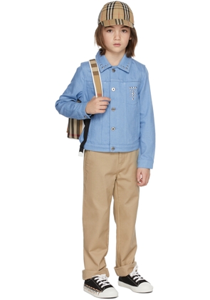 Burberry Kids Blue Japanese Denim Studded Monogram Jacket