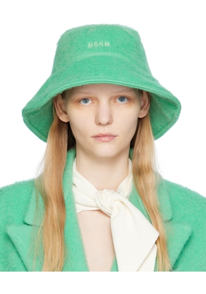 MSGM Green Shag Knit Bucket Hat