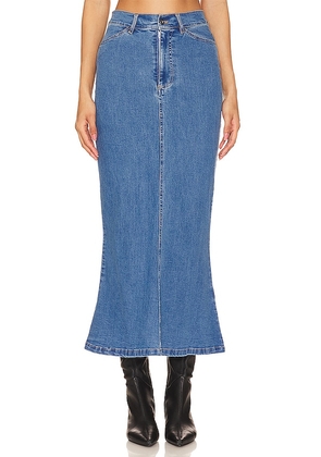 Bardot Larence Denim Maxi Skirt in Blue. Size 12, 4, 6, 8.